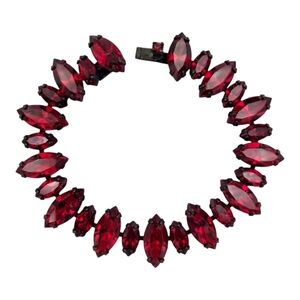 Vintage Regency Red Rhinestone Bracelet, Large and Medium Sized Red Marquise RS